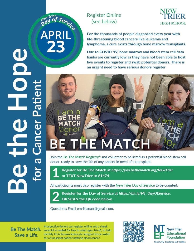 Join the Be The Match Registry® and volunteer to be listed as a potential blood stem cell
donor, ready to save the life of any patient in need of a transplant.